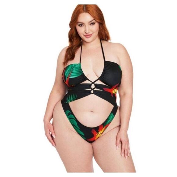 Brand New Fredericks of Hollywood Women’s M Jungle Print One Piece Bathing Suit - Picture 2 of 12